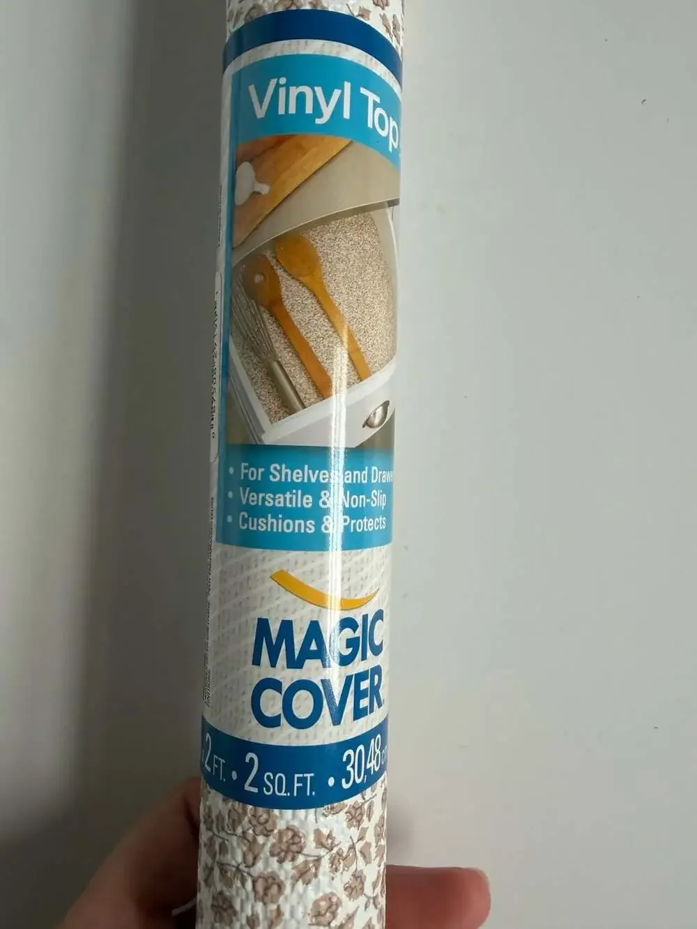 Magic Cover Vinyl Top Shelf and Drawer Liner Ashley Taupe 12 in x 2 ft
